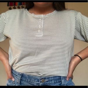 green & white striped shirt